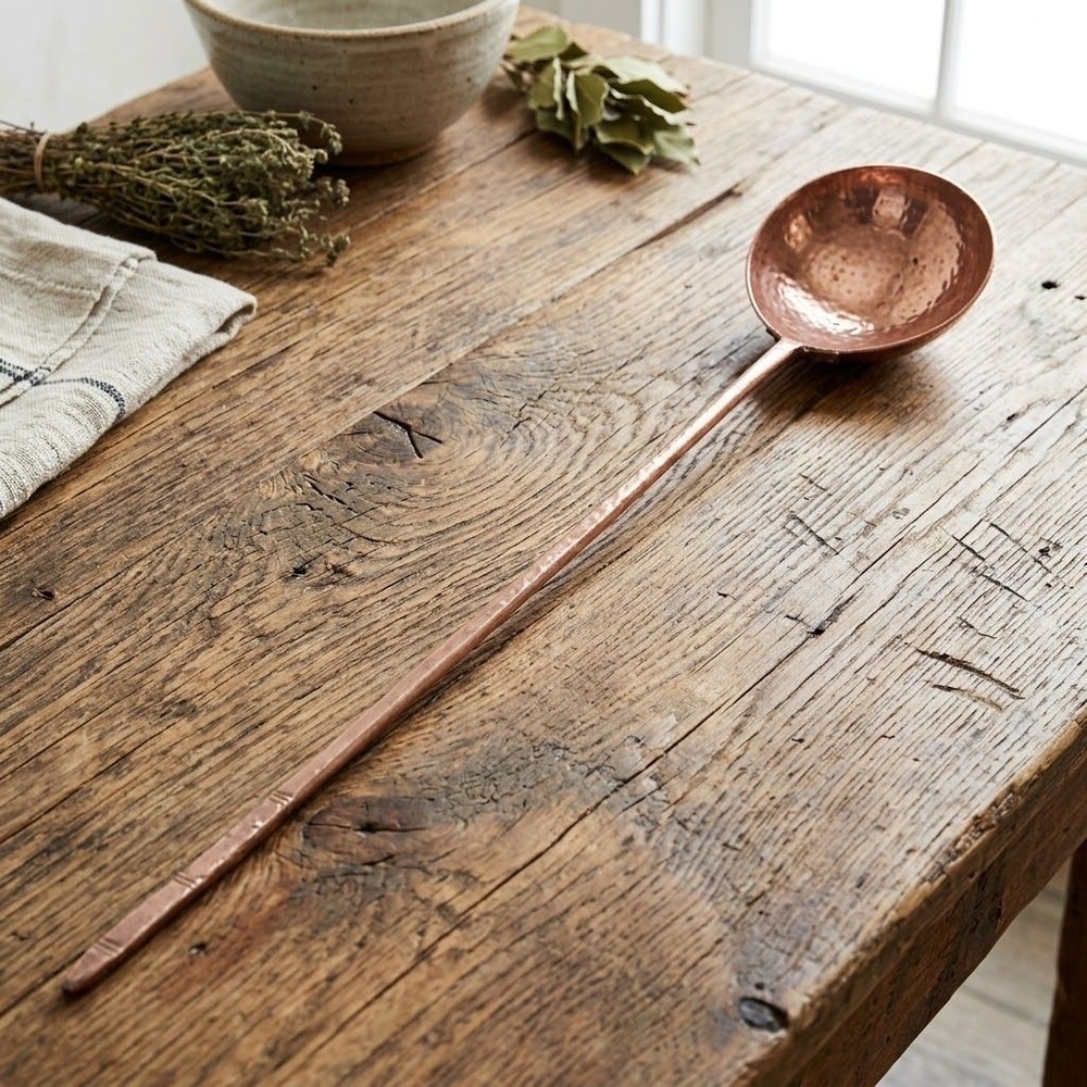 Vintage Hammered Copper Ladle Long Handle Primitive Water Dipper 40" Inch